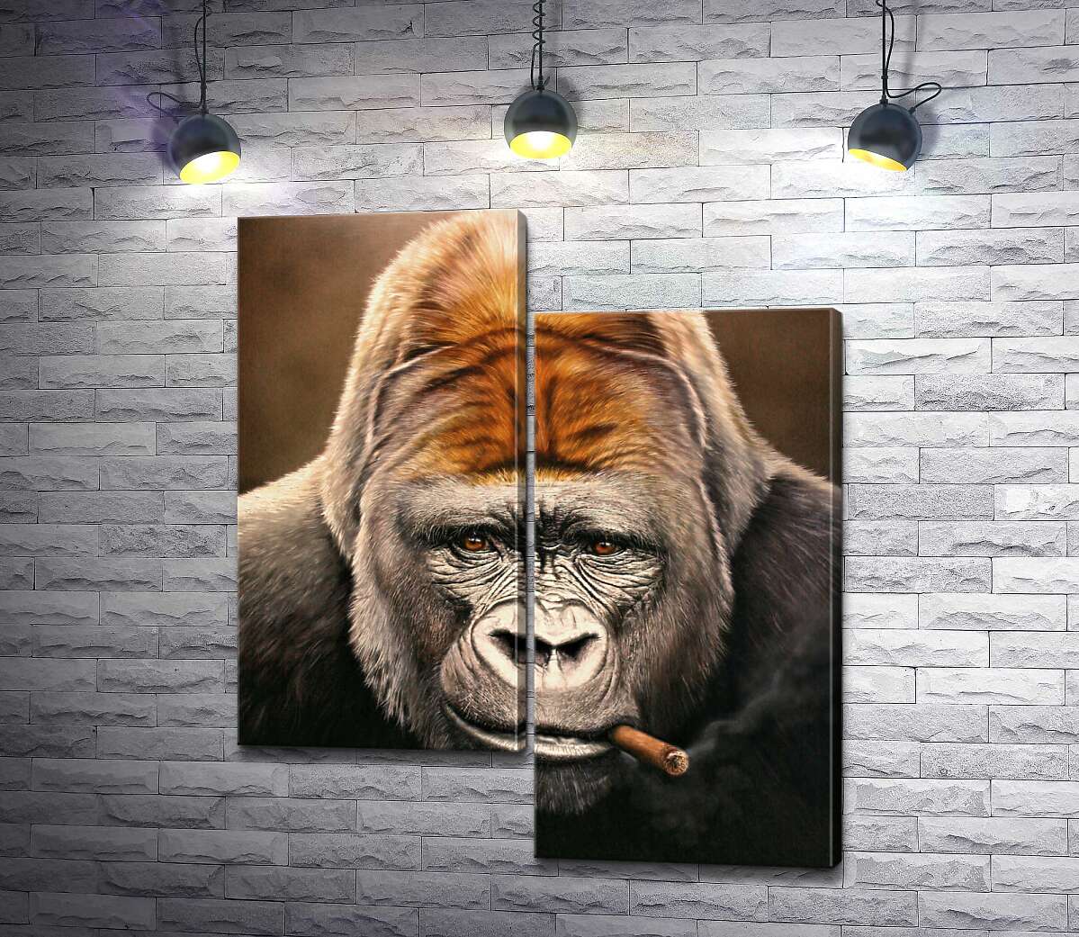 

Модульная картина ArtPoster Портрет гориллы, курящей сигару 100x118 см Модуль №5