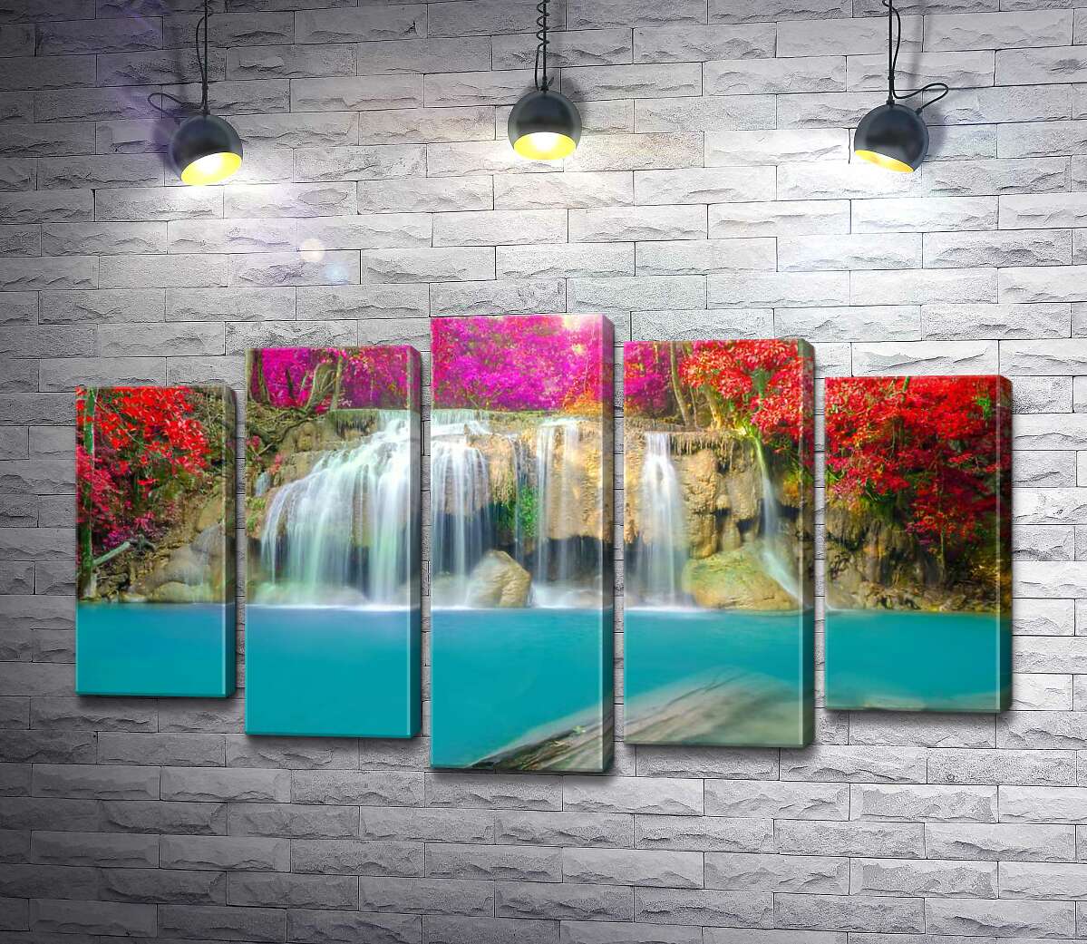 

Модульная картина ArtPoster Осенние цвета над каскадом водопада Эраван (Erawan falls) 130x75 см Модуль №26
