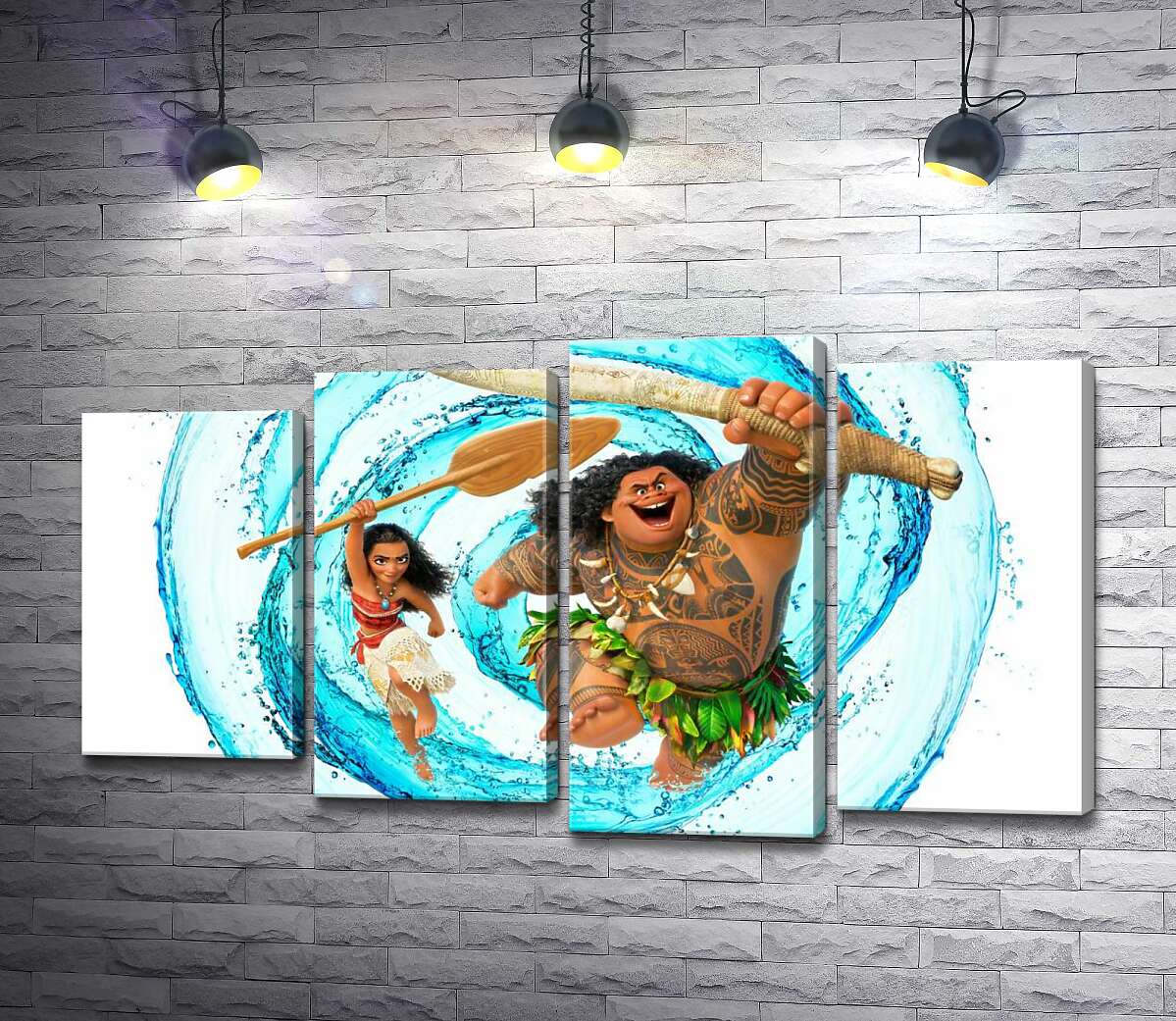 

Модульная картина ArtPoster Принцесса Моана и полубог Мауи (Maui) на постере к мультфильму 132x75 см Модуль №21