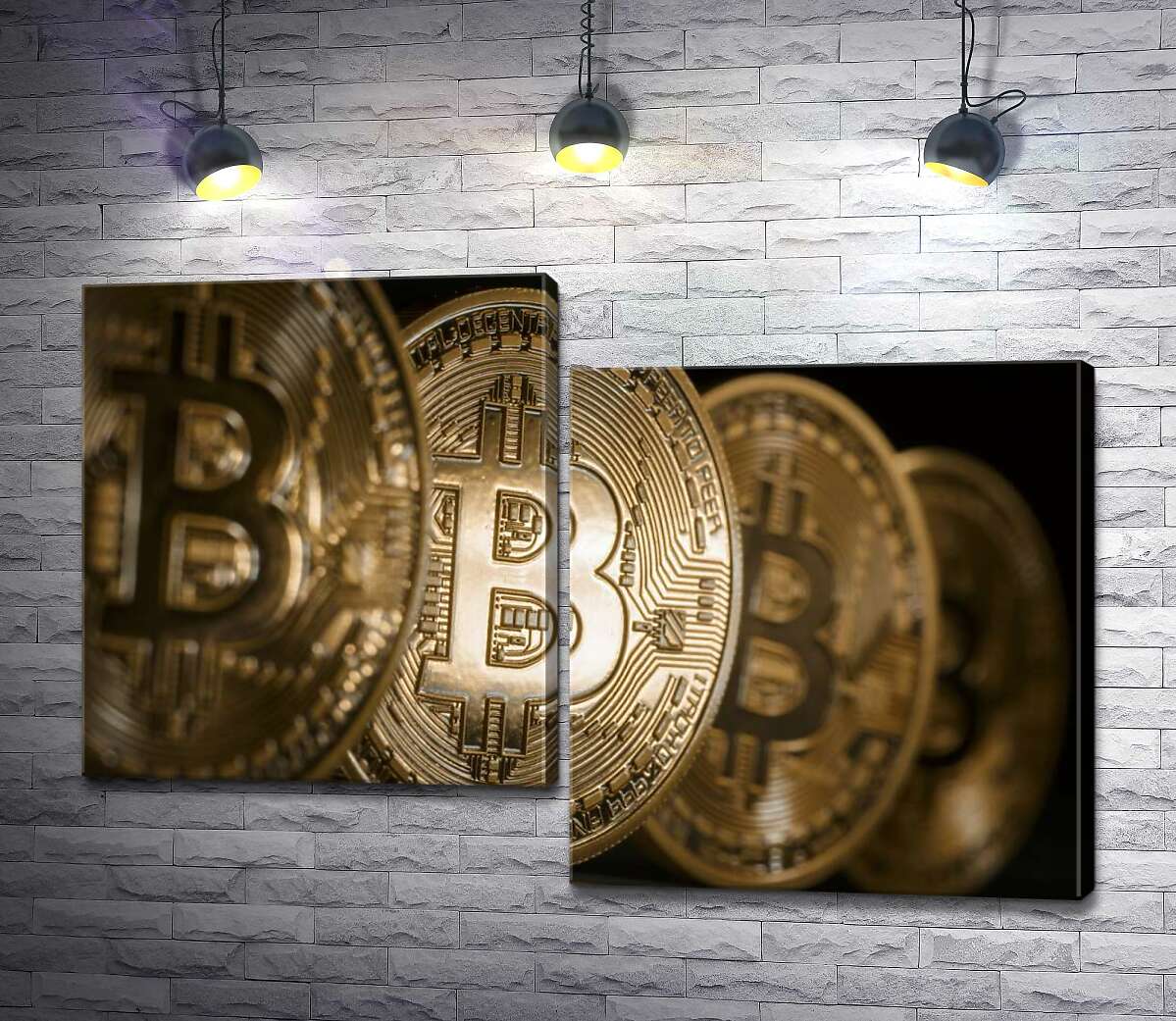 

Модульная картина ArtPoster Переливы золотого на монетах биткоинов 100x68 см Модуль №5