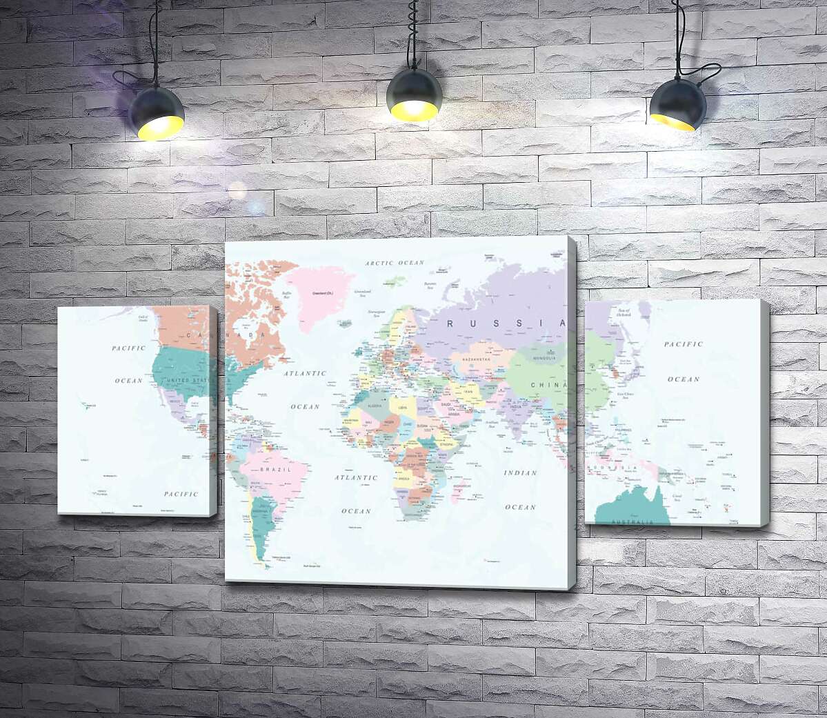 

Модульная картина ArtPoster Политическая карта мира в пастельных тонах 100x58 см Модуль №7