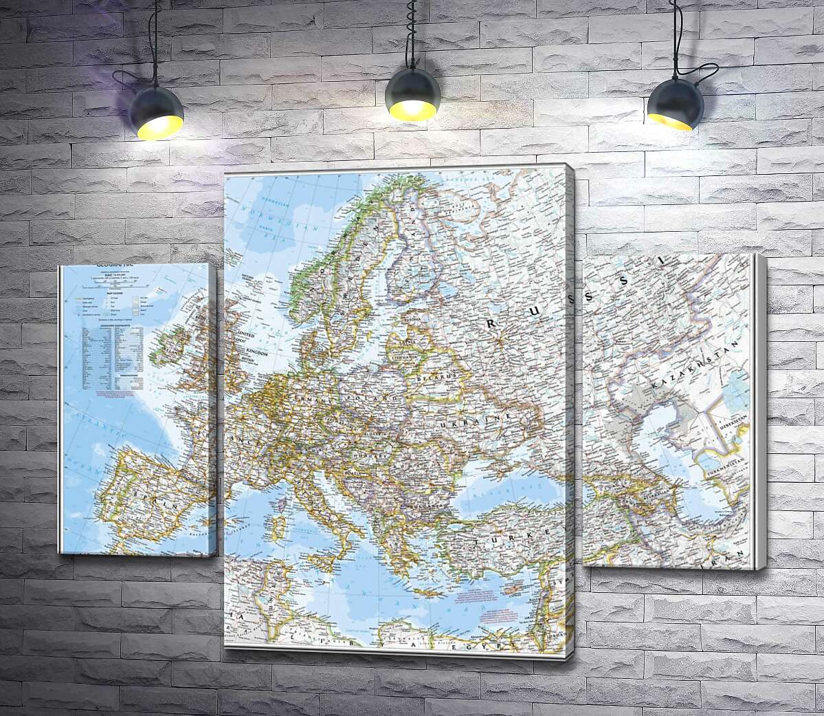 

Модульная картина ArtPoster Политическая карта Европы от National Geographic 80x64 см Модуль №7