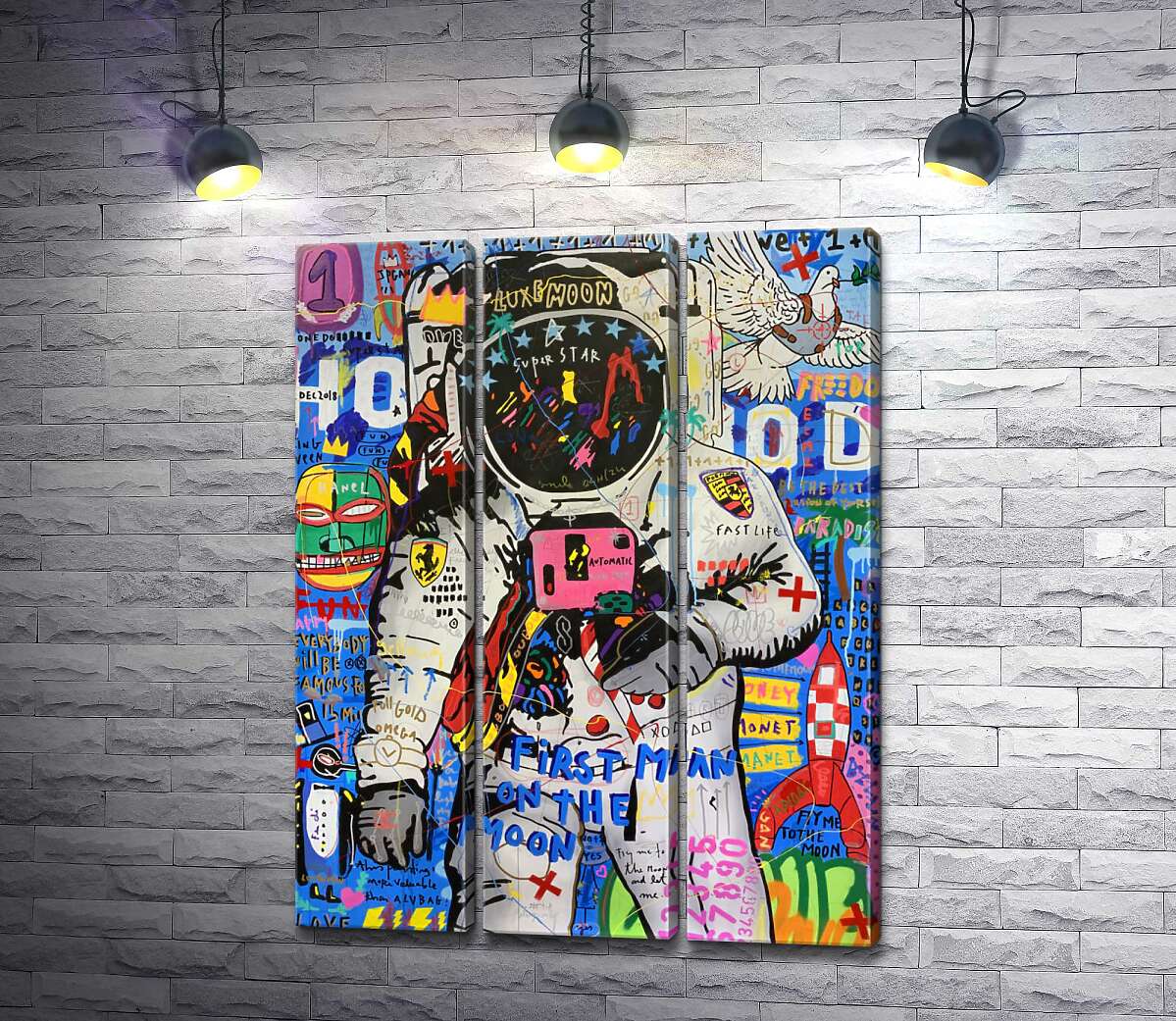 

Модульная картина ArtPoster Первый человек на Луне (First man on the Moon) – Джисбар 102x135 см Модуль №11