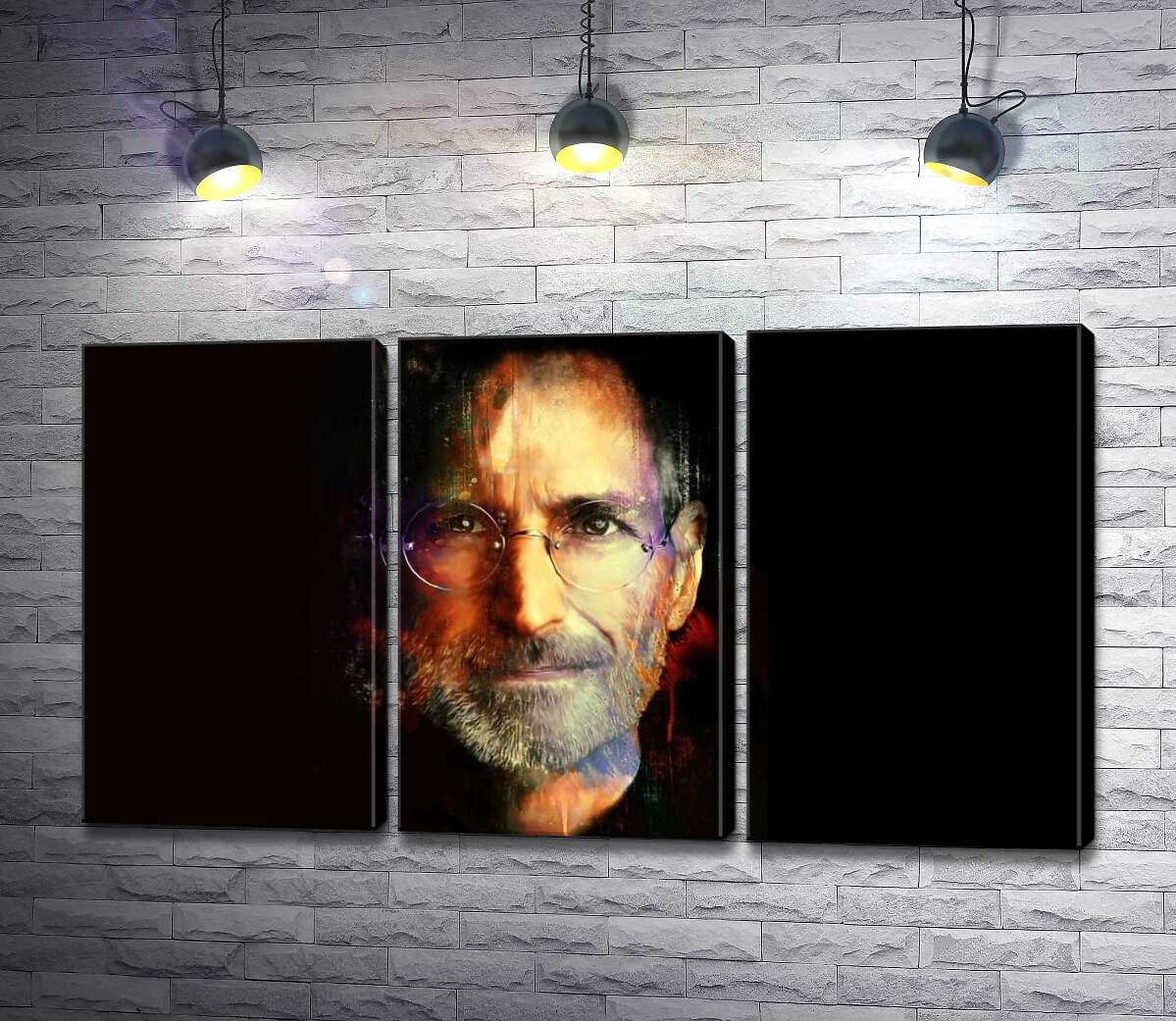 

Модульная картина ArtPoster Портрет Стива Джобса (Steve Jobs) на черном фоне 60x34 см Модуль №11