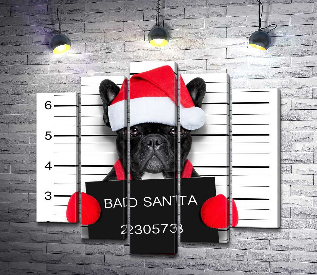 

Модульная картина ArtPoster Праздничный черный бульдог – "Bad Santa" 100x94 см Модуль №26