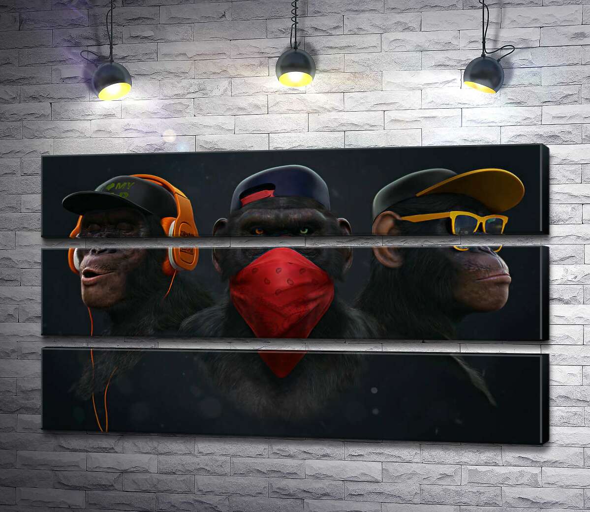

Модульная картина ArtPoster Портреты горилл "на стиле" 130x75 см Модуль №13