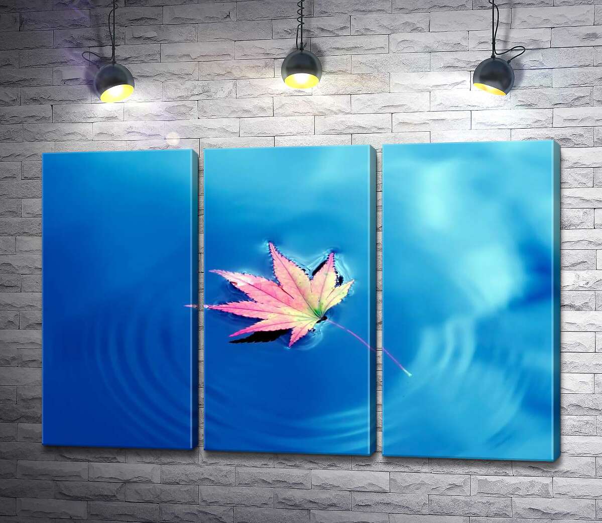 

Модульная картина ArtPoster Осенний лист плавает на небесно голубой воде 102x67 см Модуль №11