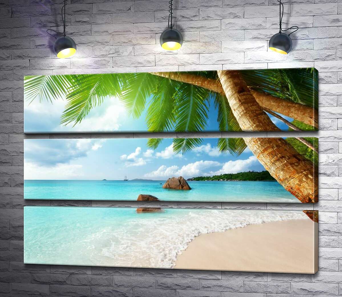 

Модульная картина ArtPoster Пляжный отдых в тени тропических пальм 130x87 см Модуль №13