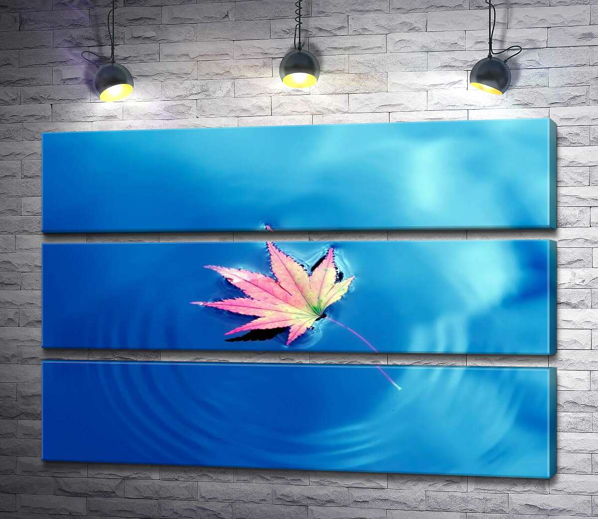 

Модульная картина ArtPoster Осенний лист плавает на небесно голубой воде 100x69 см Модуль №13