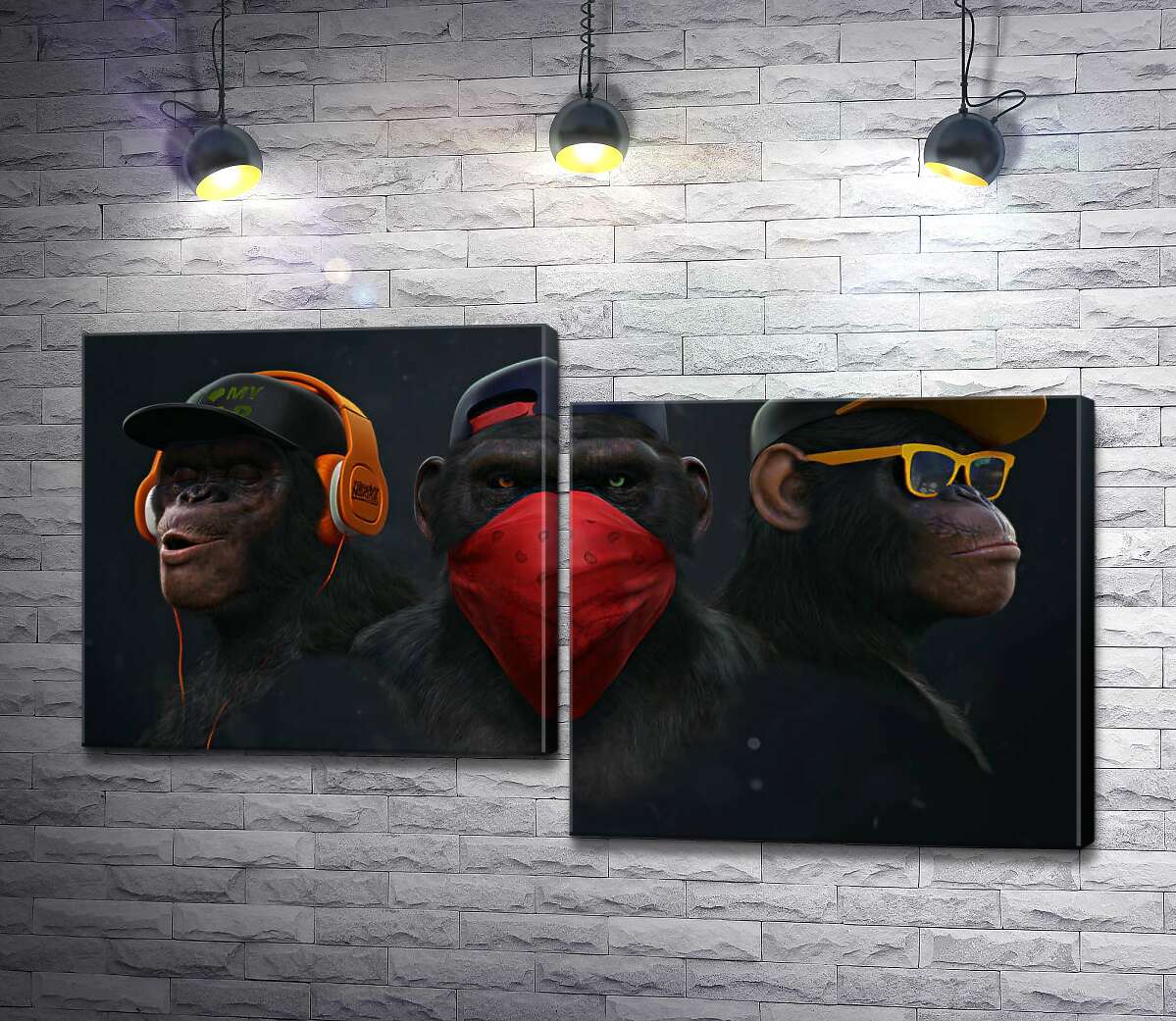 

Модульная картина ArtPoster Портреты горилл "на стиле" 130x74 см Модуль №5