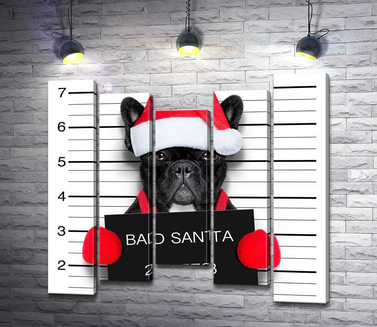 

Модульная картина ArtPoster Праздничный черный бульдог – "Bad Santa" 130x122 см Модуль №28