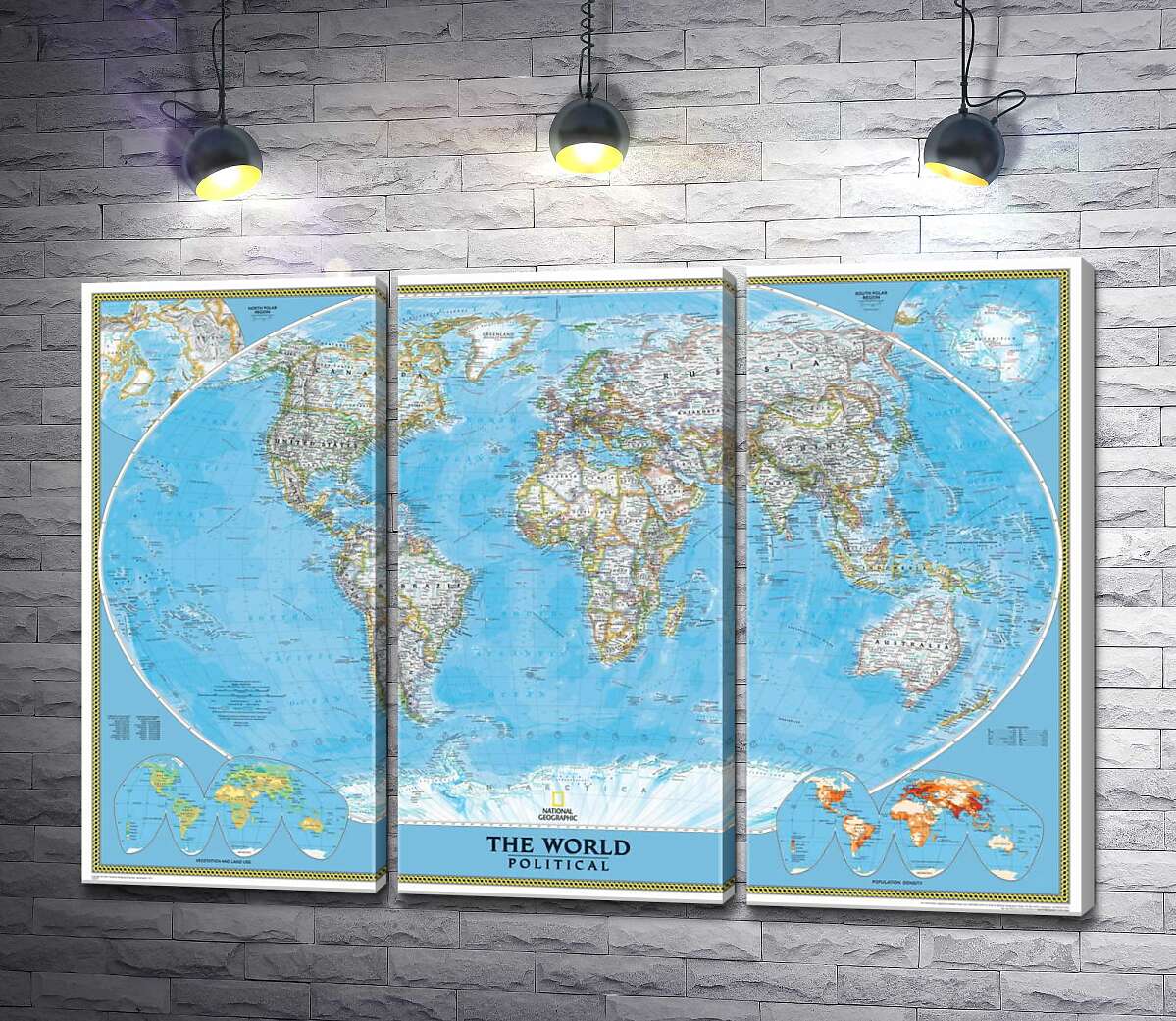 

Модульная картина ArtPoster Подробная политическая карта мира 102x70 см Модуль №11