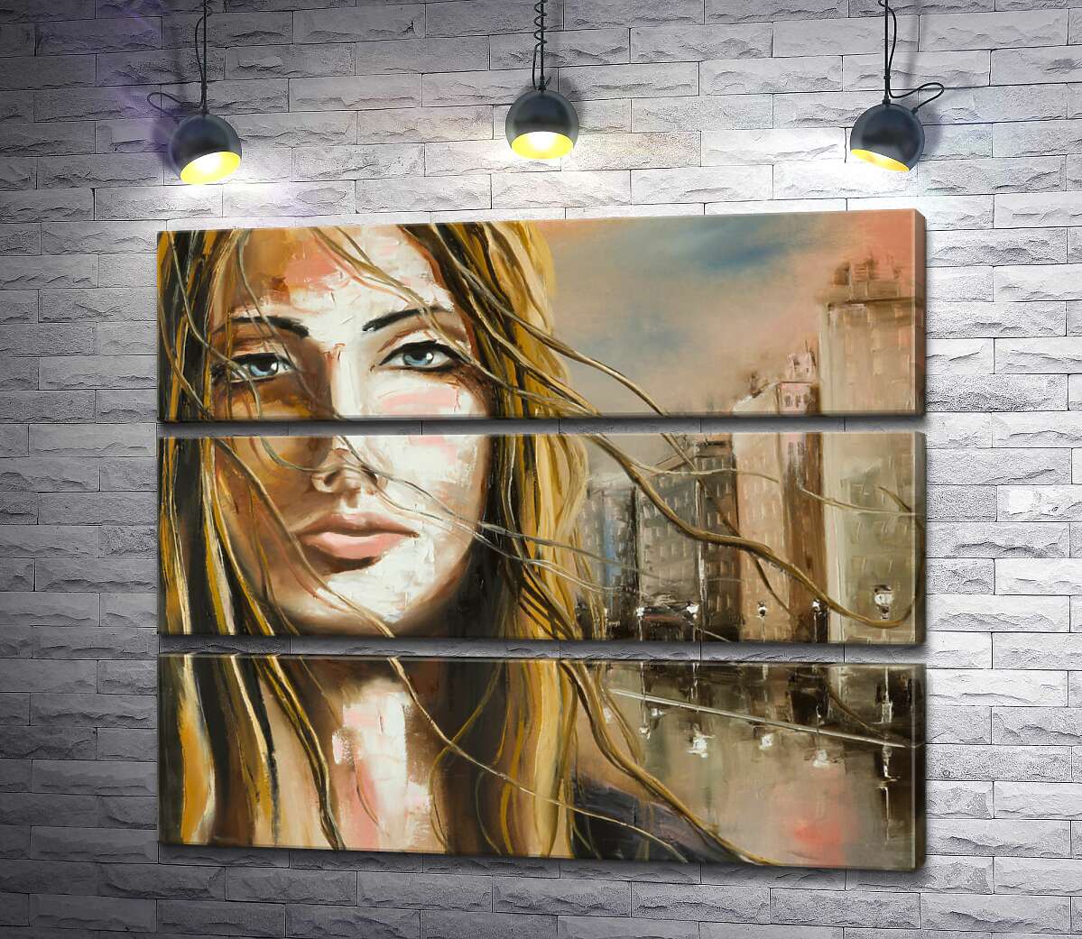 

Модульная картина ArtPoster Портрет девушки на фоне дождливого города 130x108 см Модуль №13