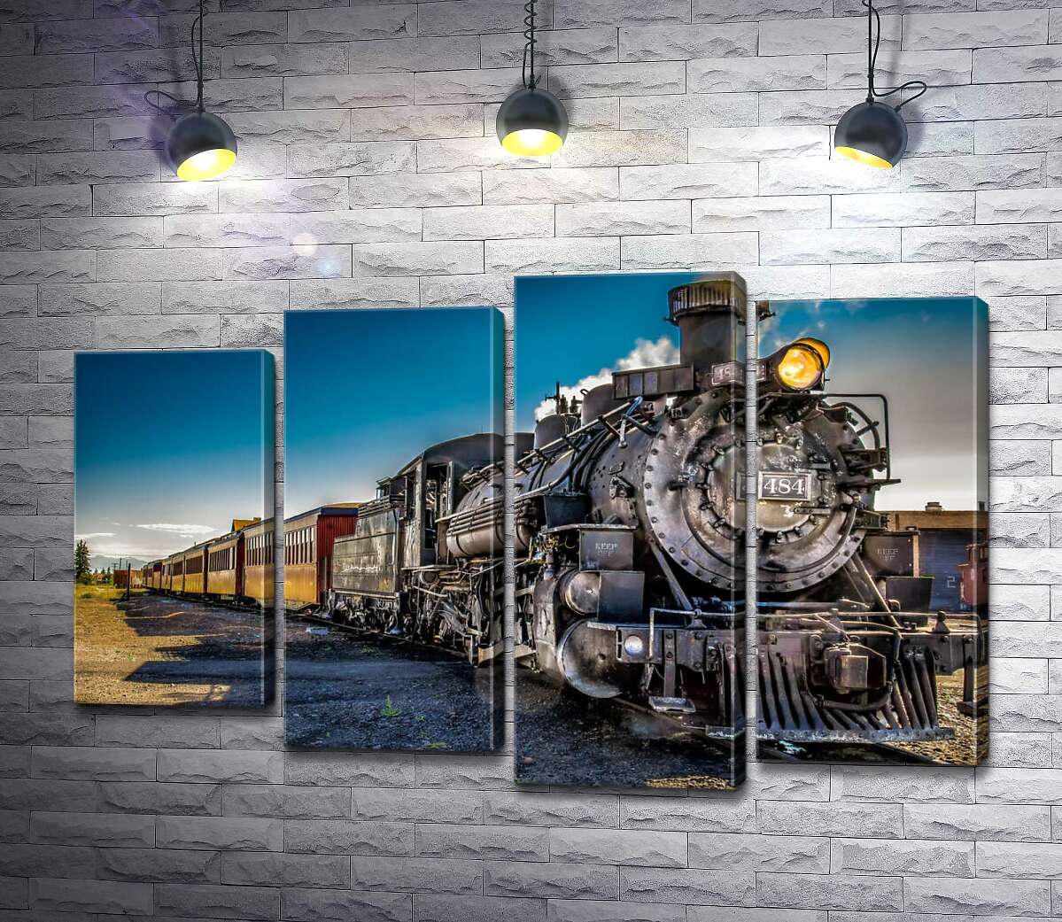 

Модульная картина ArtPoster Переплетение черного металла в конструкции старого паровоза 132x85 см Модуль №21