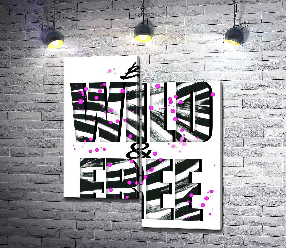 

Модульная картина ArtPoster Полоски зебры на надписи "be wild and free" 130x155 см Модуль №5