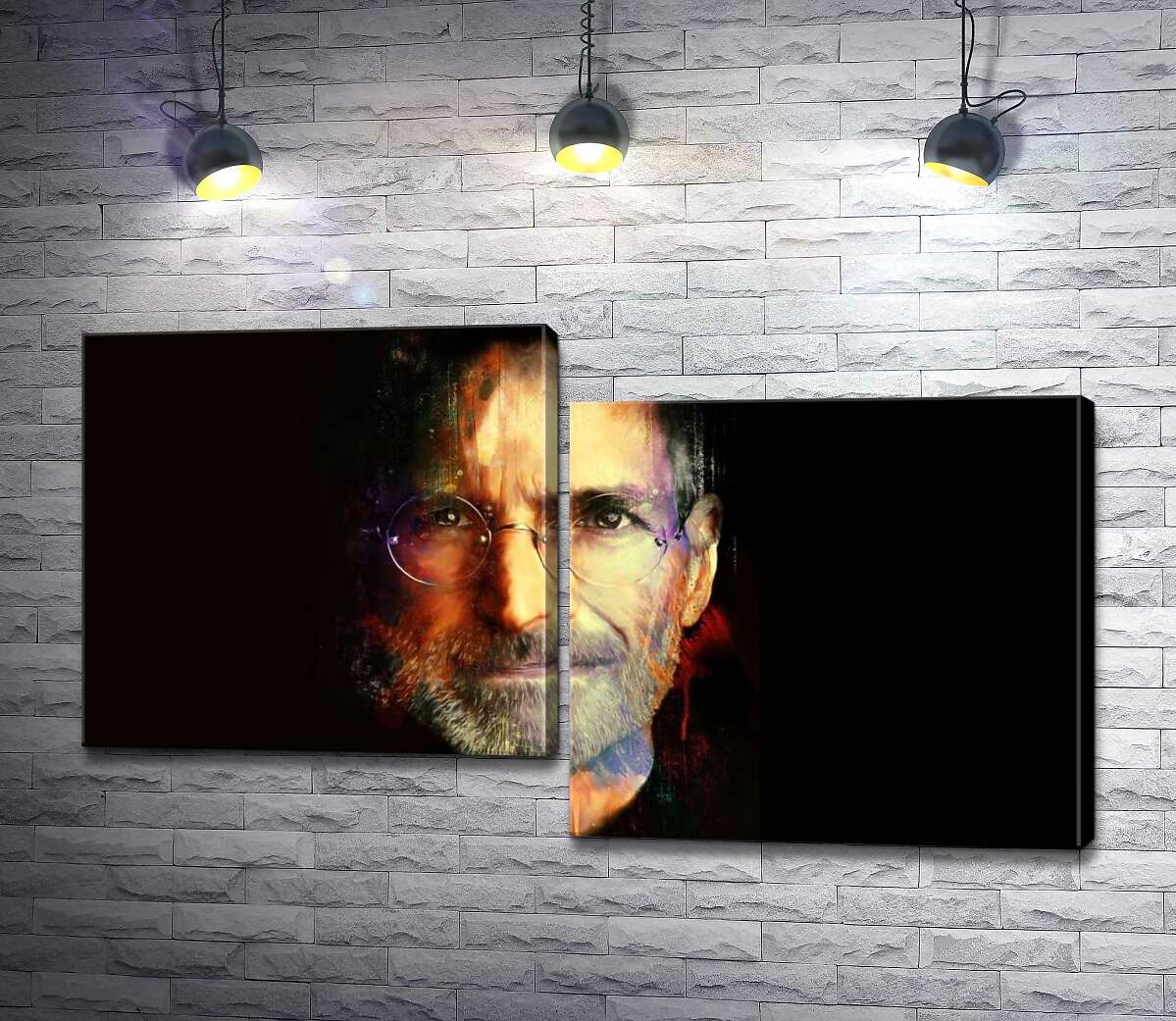 

Модульная картина ArtPoster Портрет Стива Джобса (Steve Jobs) на черном фоне 130x74 см Модуль №5