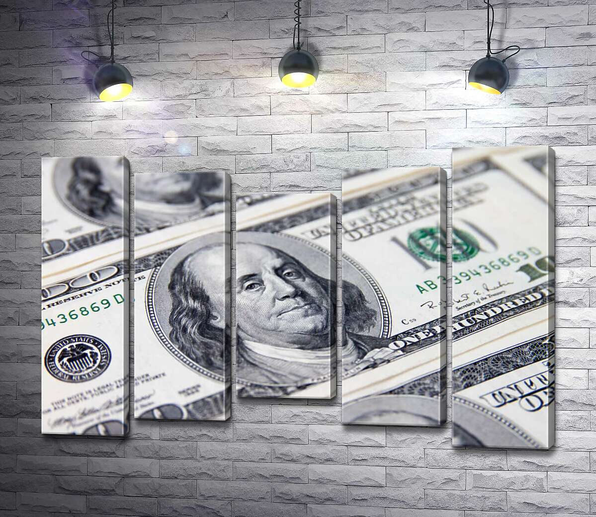 

Модульная картина ArtPoster Портрет Бенжамина Франклина (Benjamin Franklin) на 100 долларах 130x88 см Модуль №28
