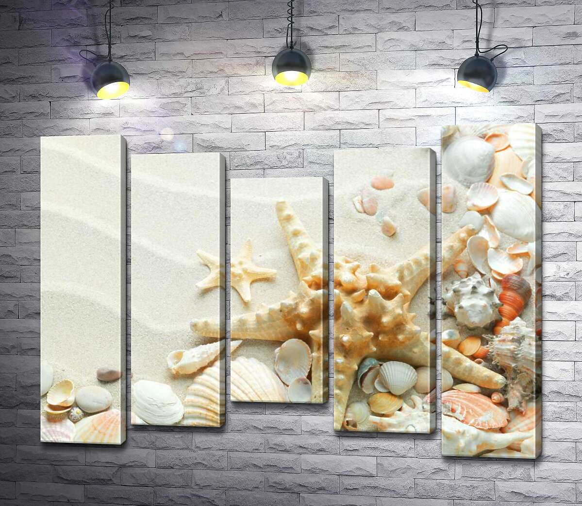 

Модульная картина ArtPoster Пастельный узор на песке из морских звезд и ракушек 100x75 см Модуль №28