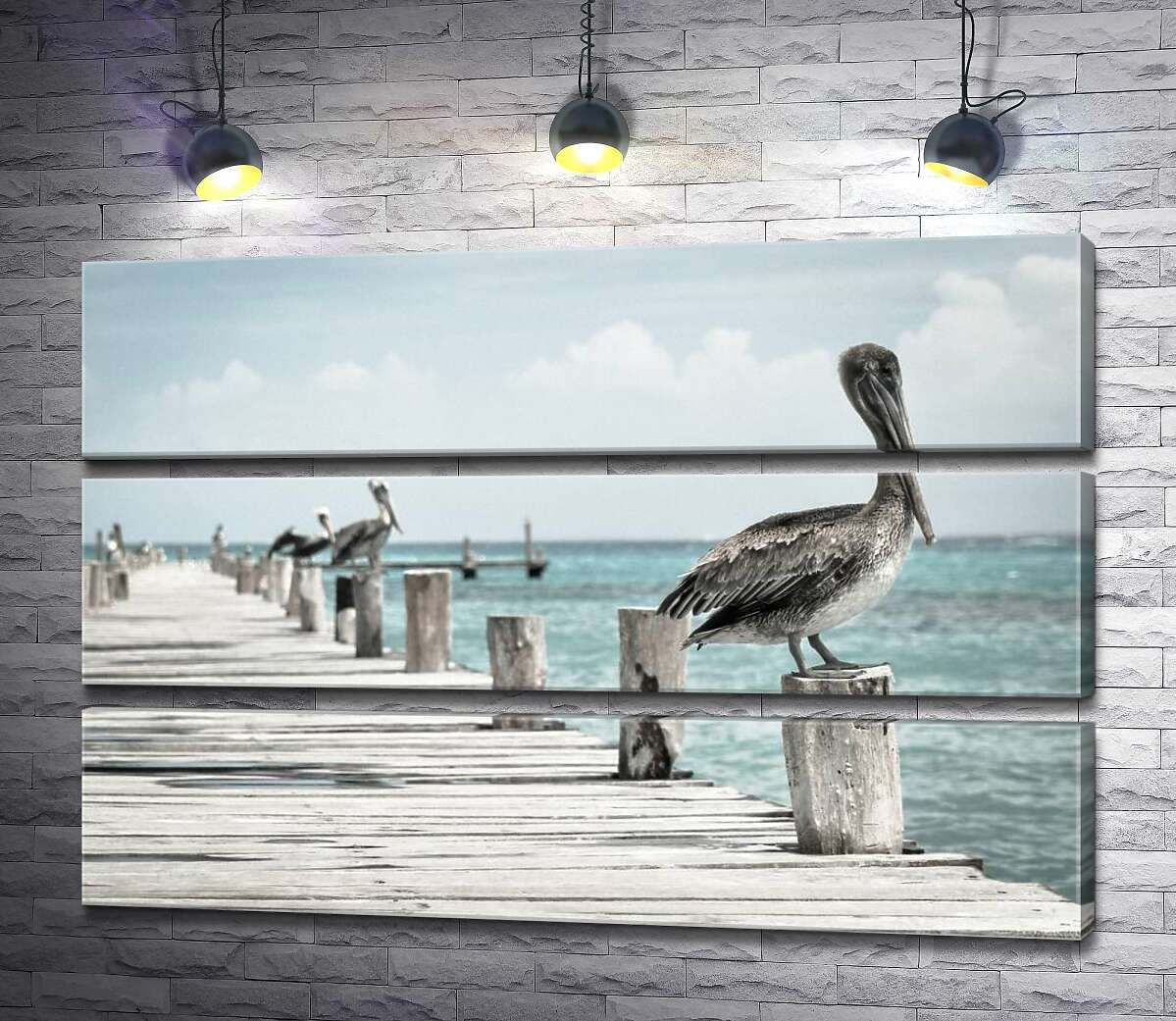

Модульная картина ArtPoster Пастельное величие пеликанов на пирсе 130x87 см Модуль №13