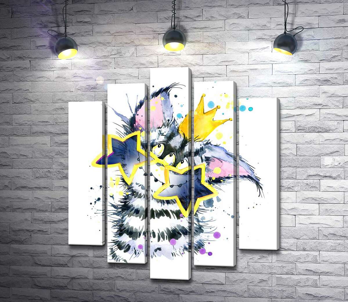

Модульная картина ArtPoster Полосатый монстр в короне и звездных очках 130x156 см Модуль №26