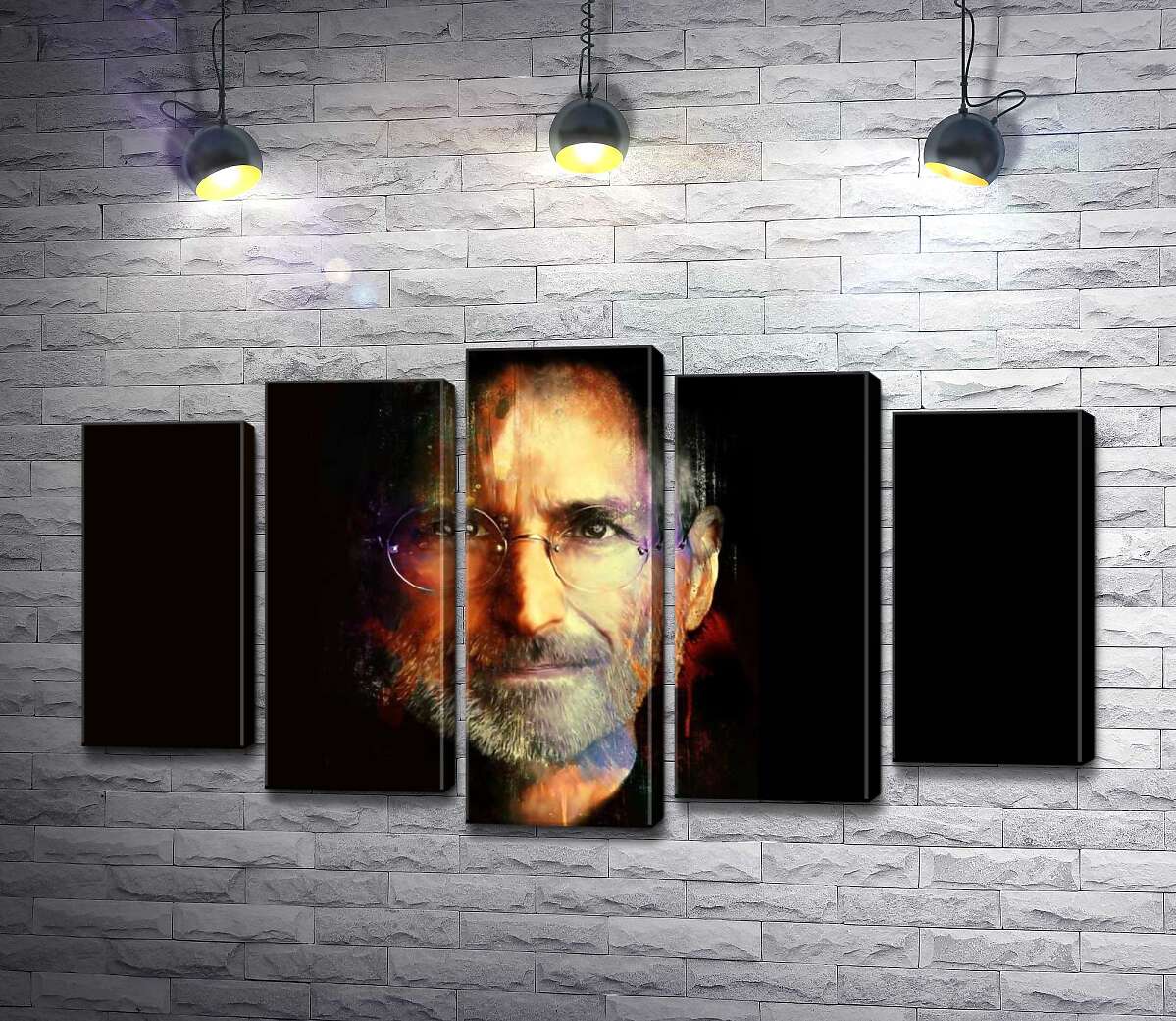 

Модульная картина ArtPoster Портрет Стива Джобса (Steve Jobs) на черном фоне 130x74 см Модуль №26