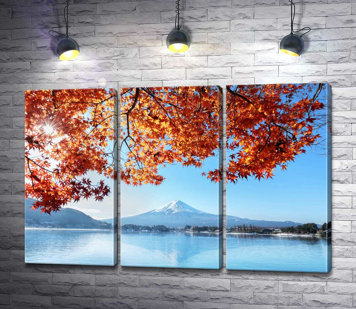 

Модульная картина ArtPoster Осенний вид на гору Фудзи (Mount Fuji) из вод озера 102x67 см Модуль №11