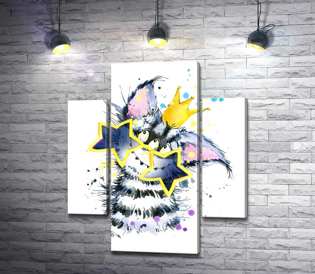 

Модульная картина ArtPoster Полосатый монстр в короне и звездных очках 100x119 см Модуль №7