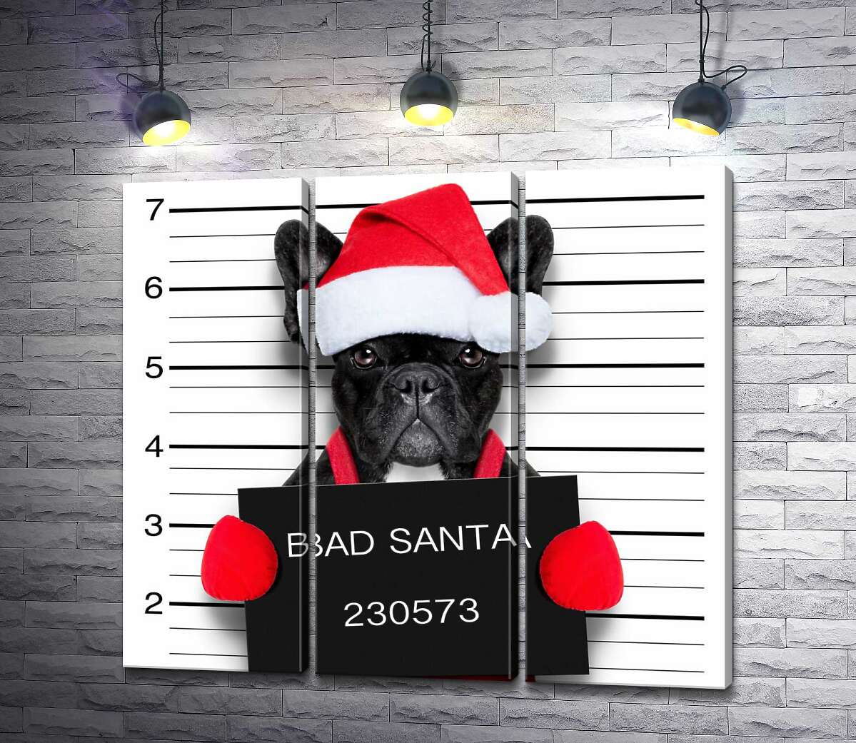 

Модульная картина ArtPoster Праздничный черный бульдог – "Bad Santa" 102x92 см Модуль №11
