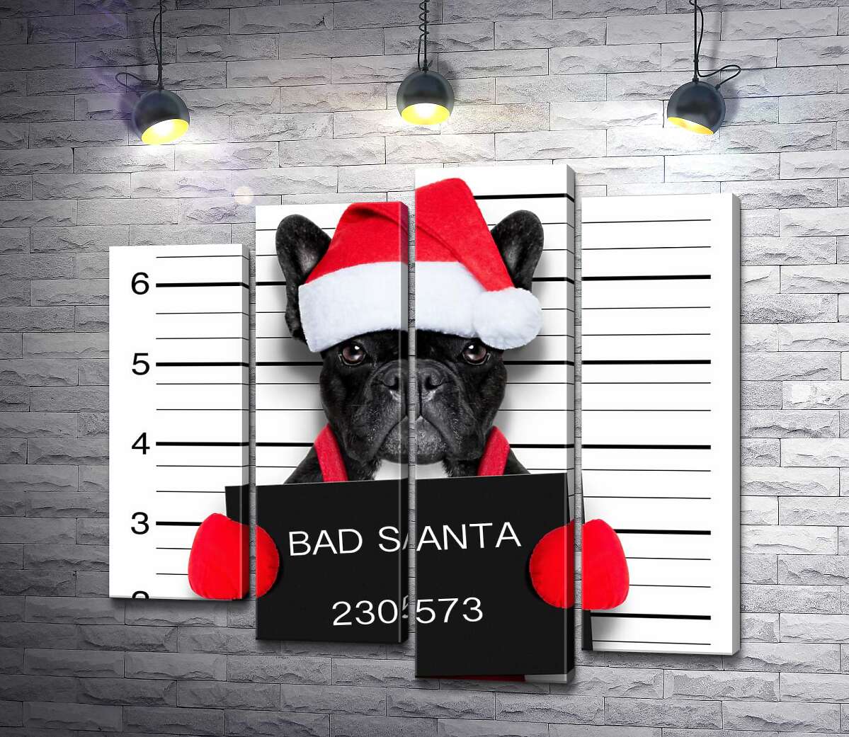 

Модульная картина ArtPoster Праздничный черный бульдог – "Bad Santa" 80x76 см Модуль №21