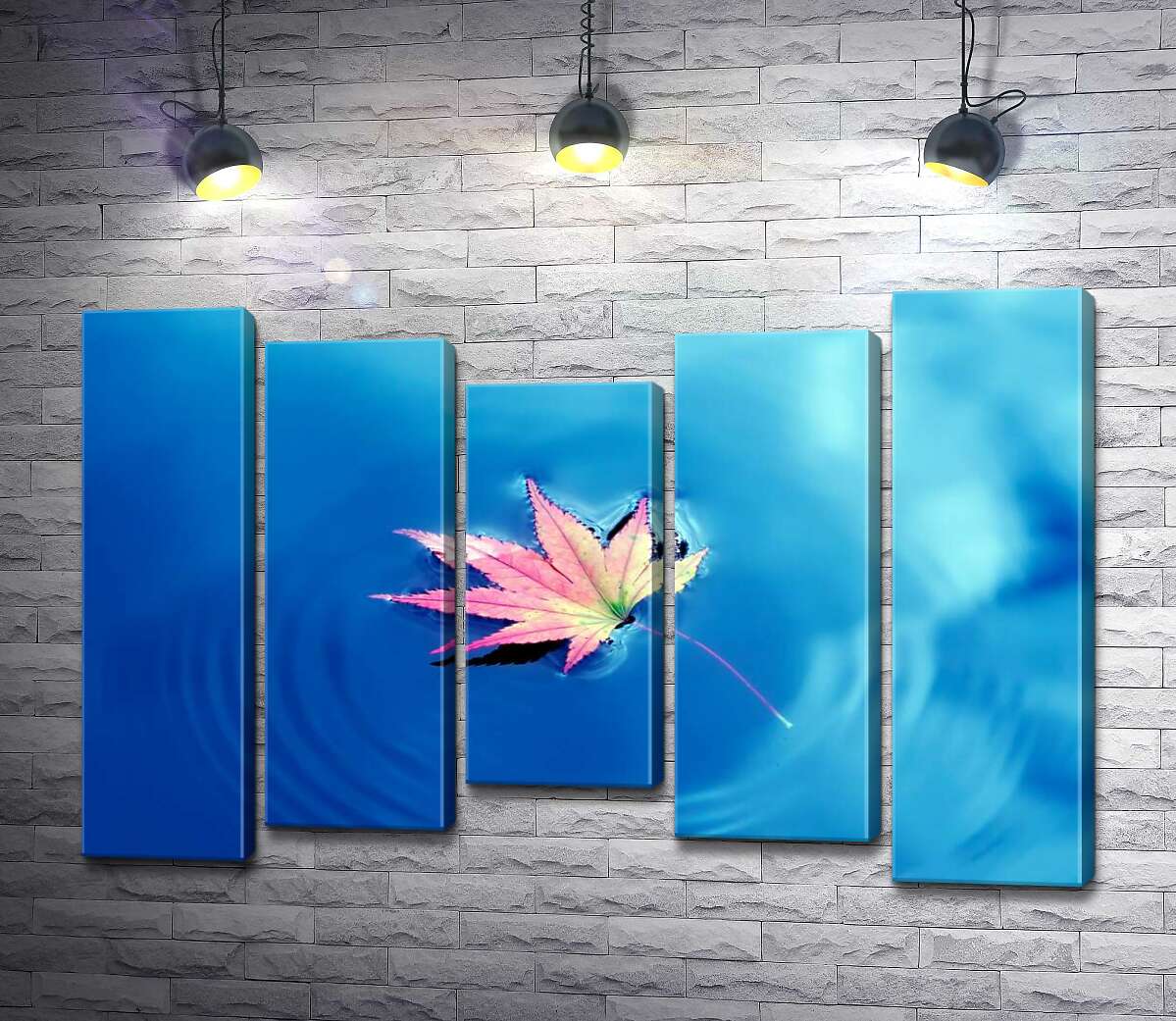 

Модульная картина ArtPoster Осенний лист плавает на небесно голубой воде 130x88 см Модуль №28