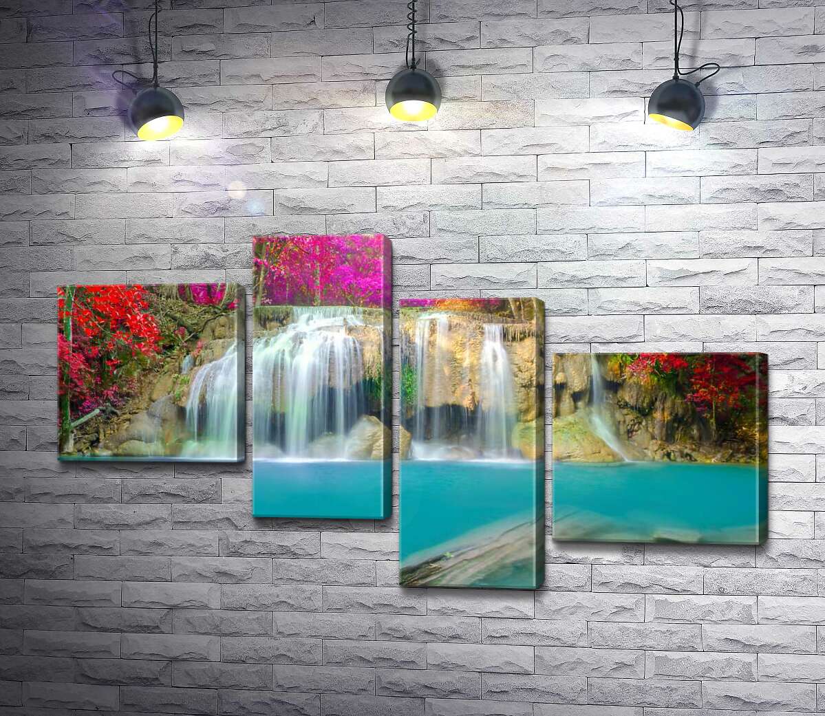 

Модульная картина ArtPoster Осенние цвета над каскадом водопада Эраван (Erawan falls) 100x59 см Модуль №20