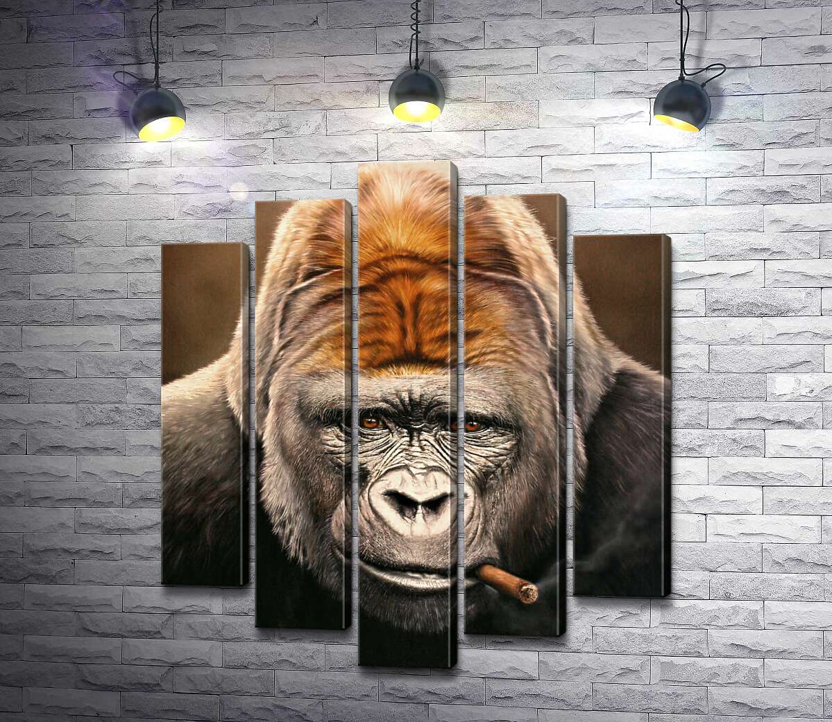 

Модульная картина ArtPoster Портрет гориллы, курящей сигару 130x154 см Модуль №26