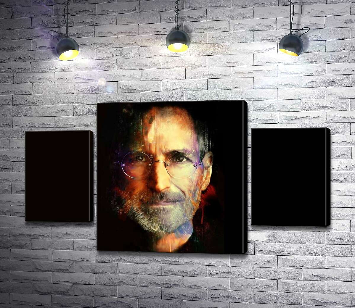 

Модульная картина ArtPoster Портрет Стива Джобса (Steve Jobs) на черном фоне 100x58 см Модуль №7