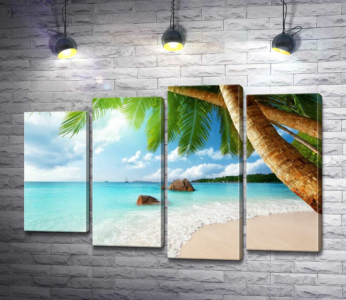 

Модульная картина ArtPoster Пляжный отдых в тени тропических пальм 132x89 см Модуль №21
