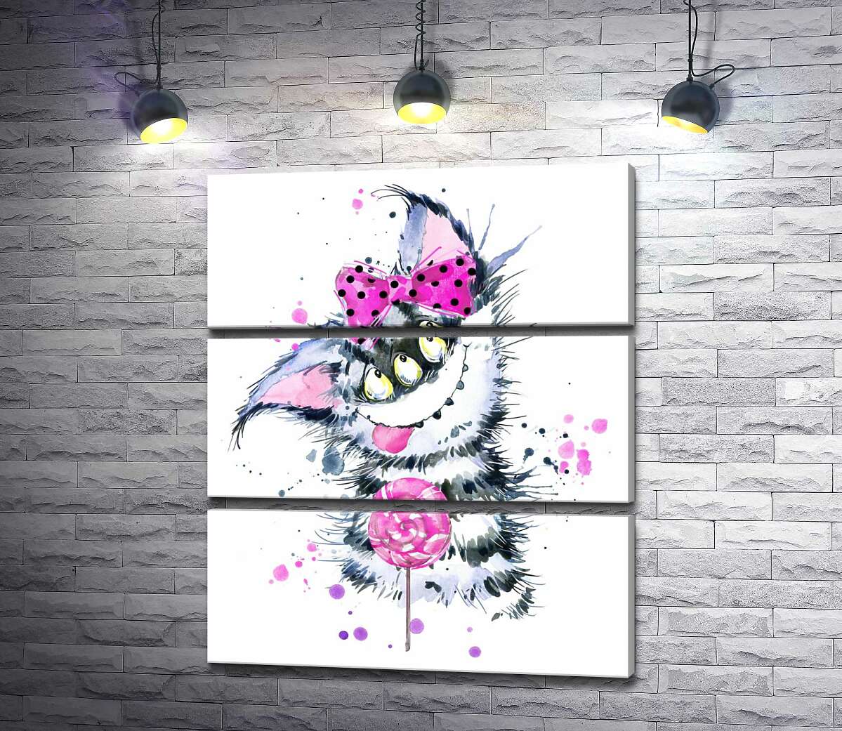 

Модульная картина ArtPoster Полосатый монстр тянется языком к леденцу 100x120 см Модуль №13