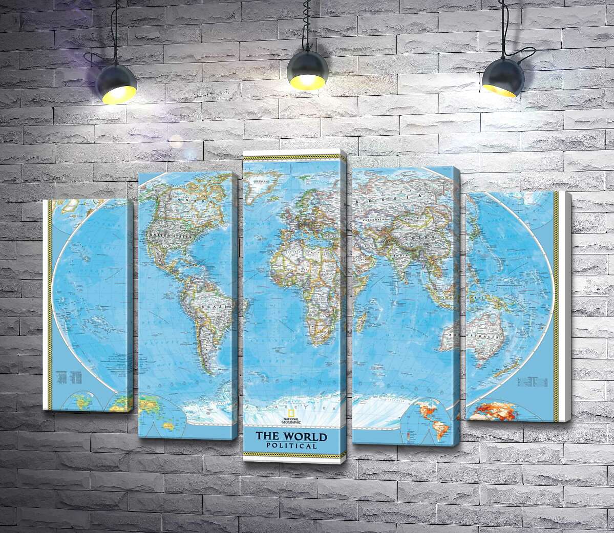 

Модульная картина ArtPoster Подробная политическая карта мира 130x93 см Модуль №26