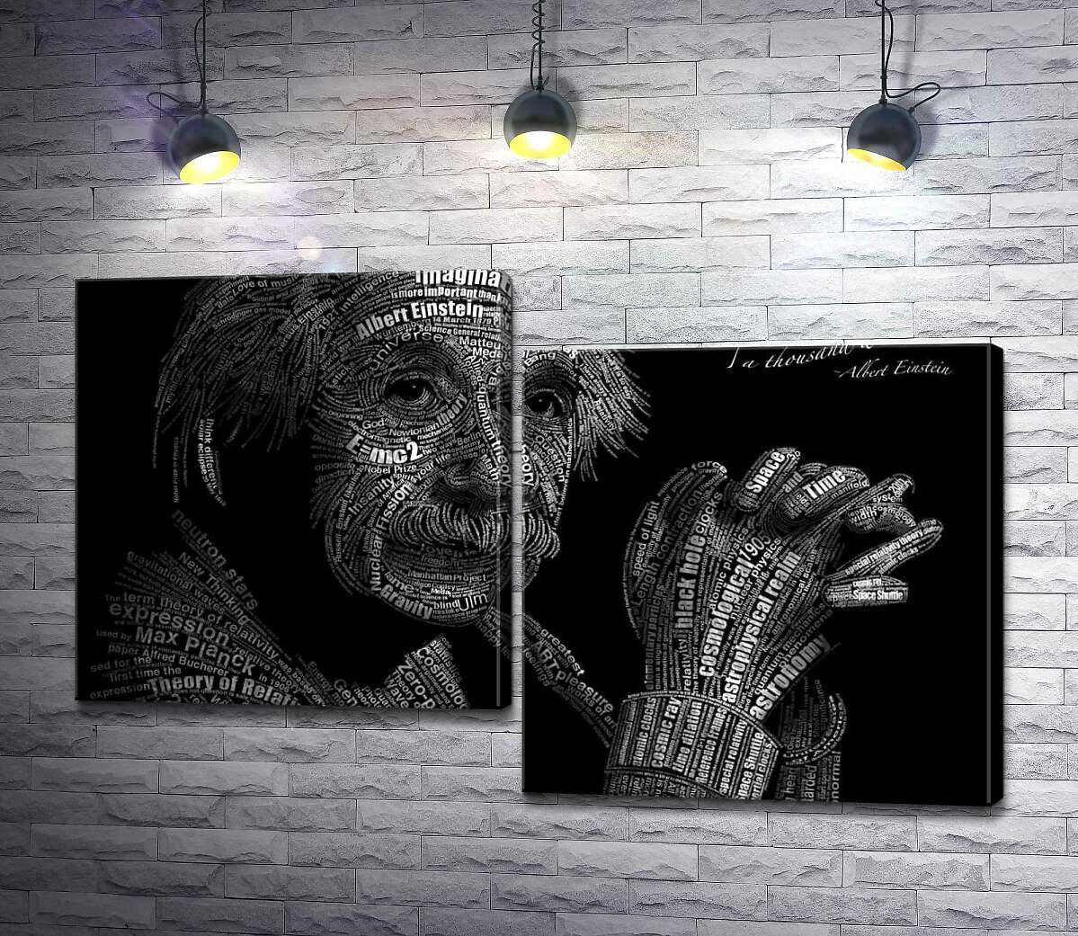 

Модульная картина ArtPoster Портрет Альберта Эйнштейна (Albert Einstein) из сотни научных терминов 100x64 см Модуль №5