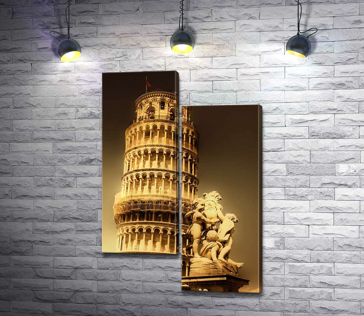 

Модульная картина ArtPoster Пизанская башня (Pisa tower) виднеется из-за фонтана Путти (Fontana dei Putti) 130x196 см Модуль №5