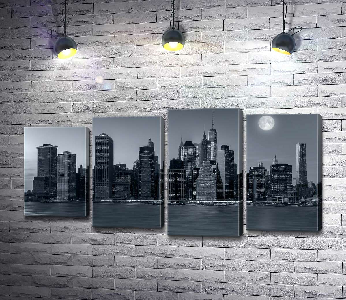 

Модульная картина ArtPoster Полнолуние над сонным Нью-Йорком 80x40 см Модуль №21