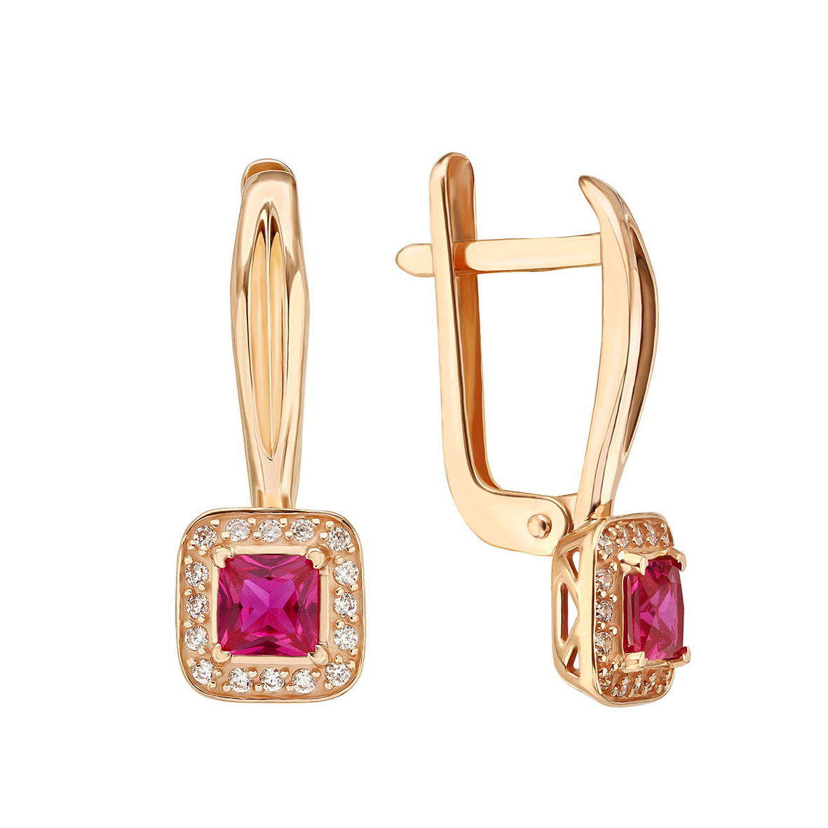 

Золотые серьги с рубином и фианитами Tango Jewellery Company 445795