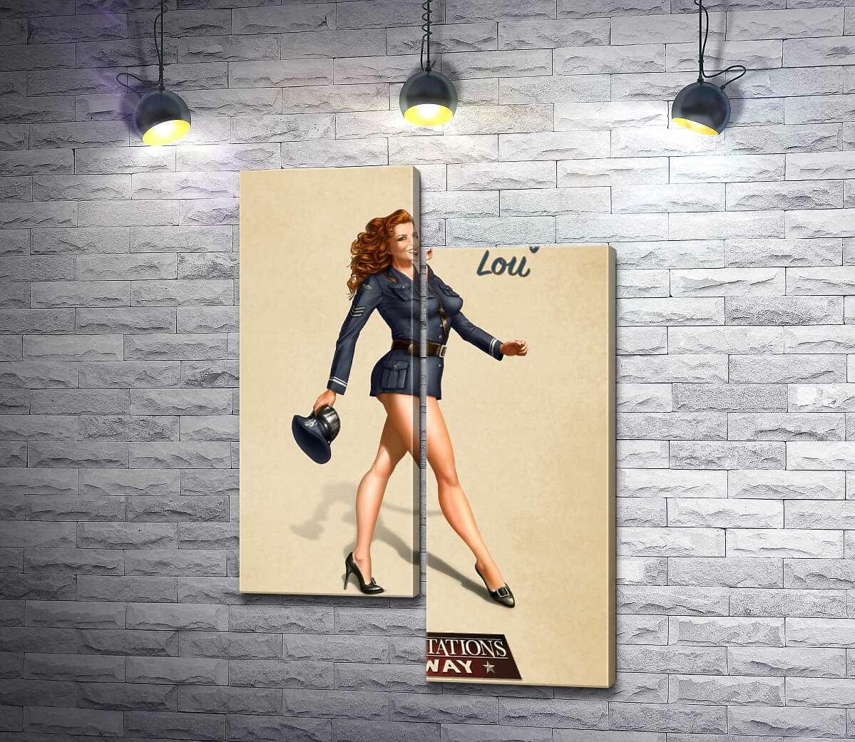 

Модульная картина ArtPoster Рыжеволосая Мэри Лу в форме летчицы 100x151 см Модуль №5