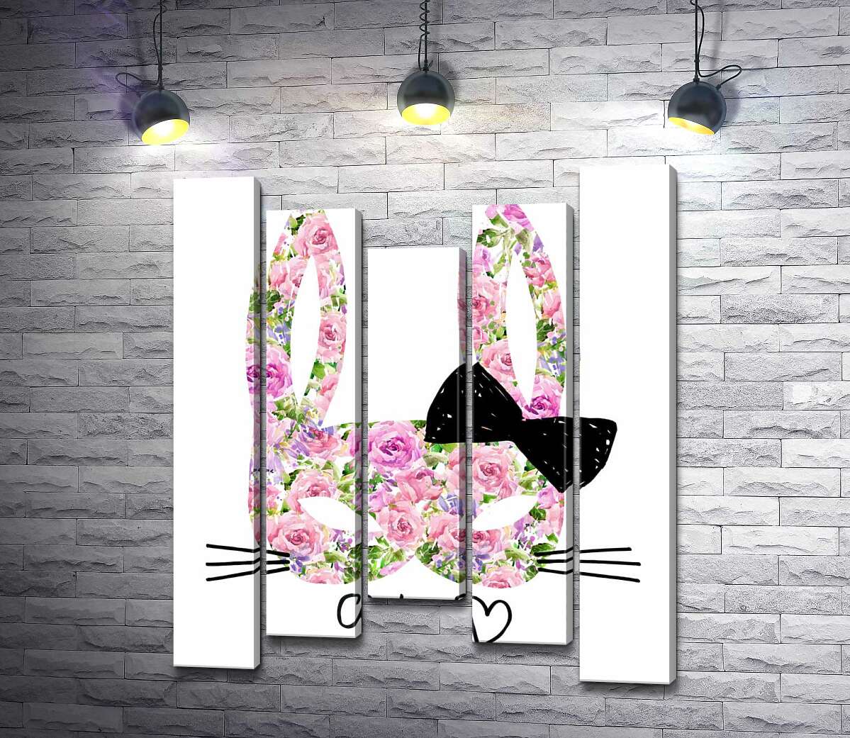 

Модульная картина ArtPoster Розовая маска зайчика с надписью "cute" 100x120 см Модуль №28