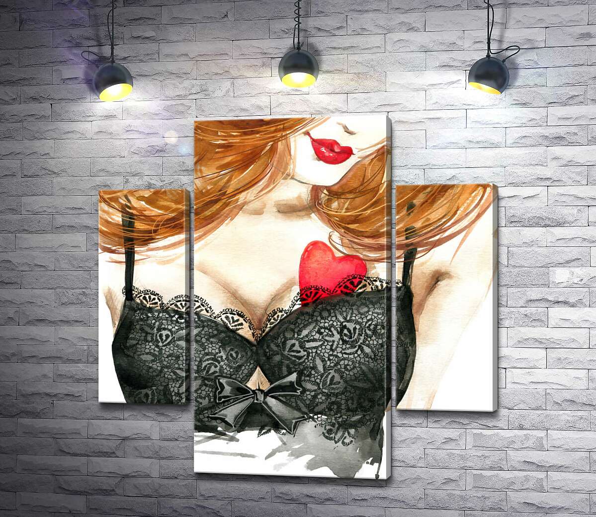 

Модульная картина ArtPoster Сердце притаилось на груди рыжеволосой красавицы 131x130 см Модуль №7