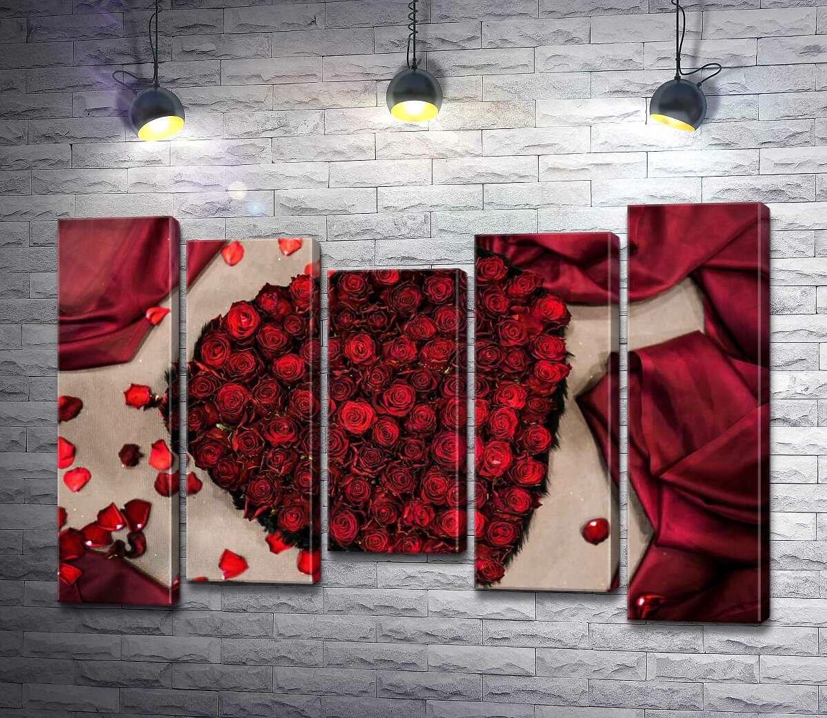 

Модульная картина ArtPoster Романтический букет-сердце из красных роз 130x88 см Модуль №28