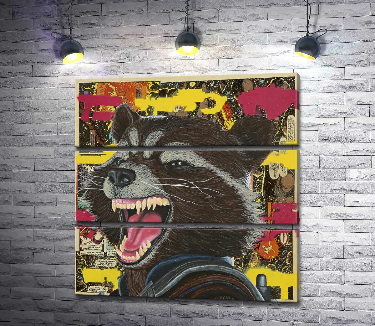 

Модульная картина ArtPoster Ракетный енот (Rocket raccoon) скалит зубы 130x132 см Модуль №13