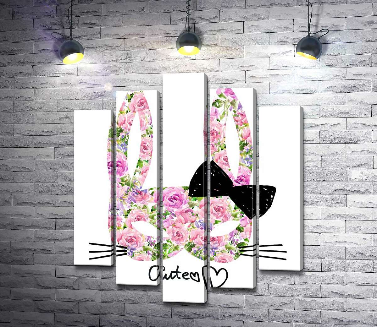 

Модульная картина ArtPoster Розовая маска зайчика с надписью "cute" 130x156 см Модуль №26