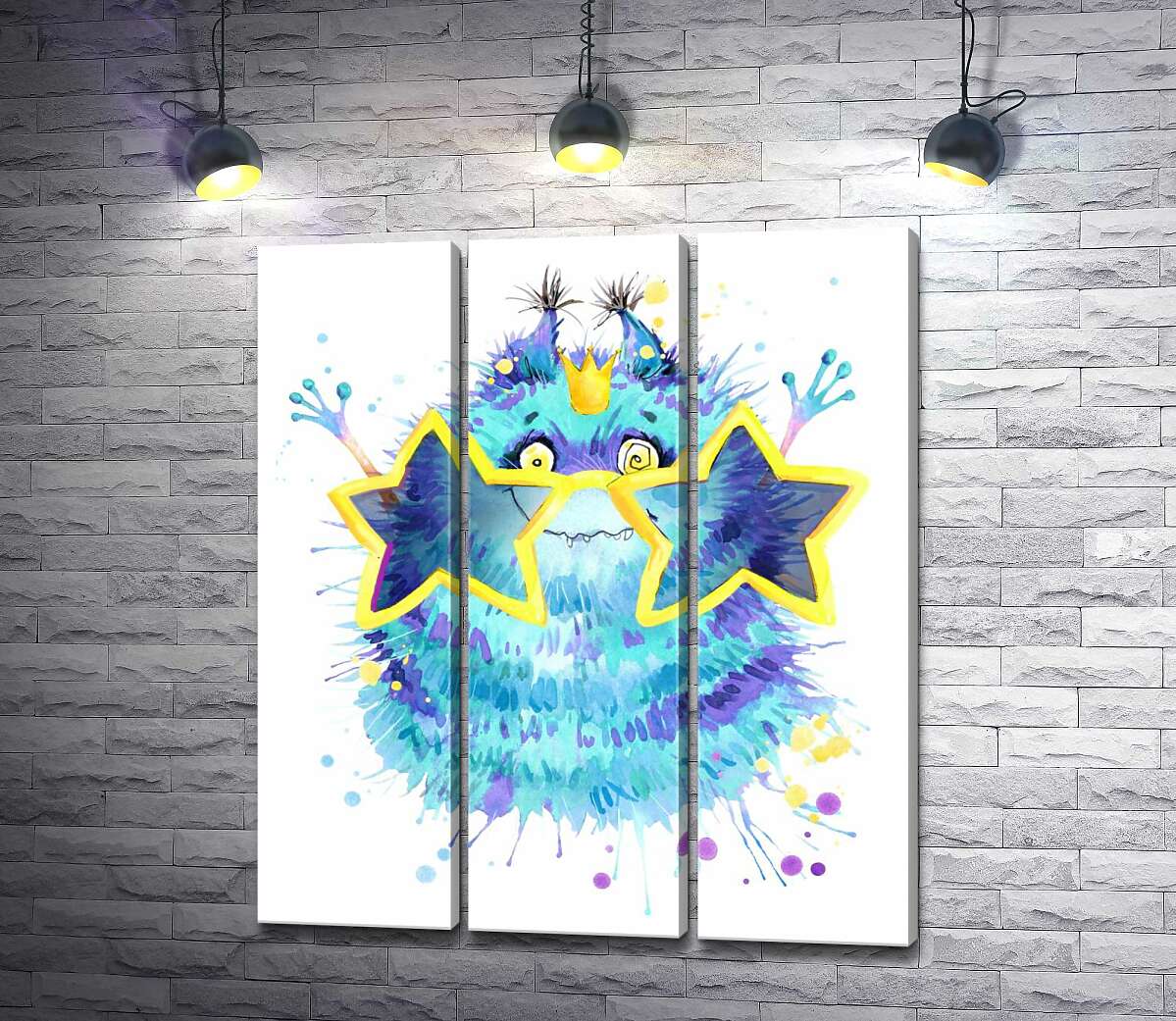 

Модульная картина ArtPoster Пушистый голубой монстр в звездных очках 60x71 см Модуль №11