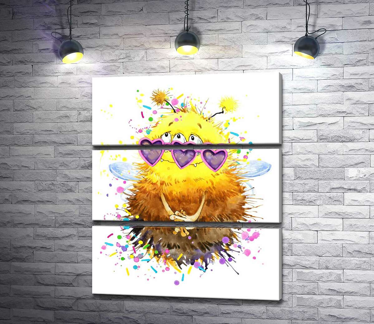 

Модульная картина ArtPoster Пушистый монстр-пчелка с крыльями в розовых очках 51x60 см Модуль №13