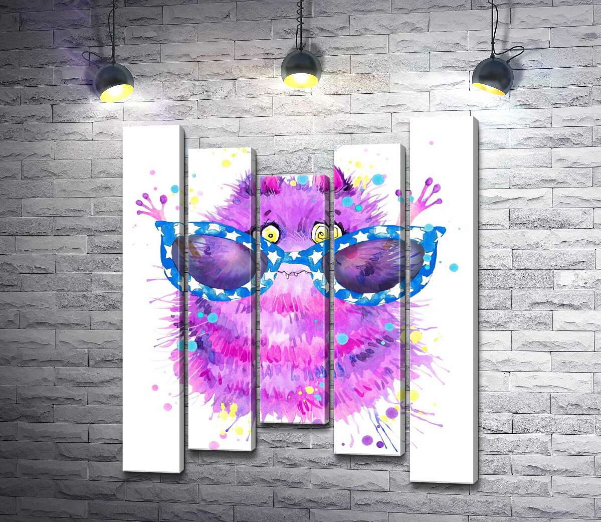 

Модульная картина ArtPoster Пушистый фиолетовый монстр в больших синих очках 100x120 см Модуль №28