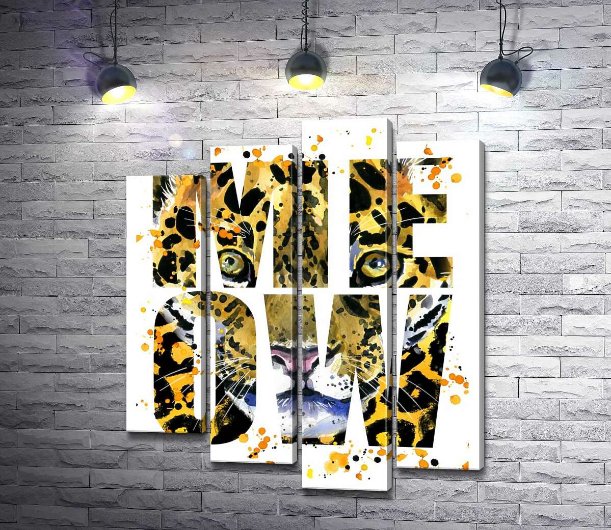 

Модульная картина ArtPoster Пятнистый силуэт леопарда в буквах "meow" 100x119 см Модуль №21